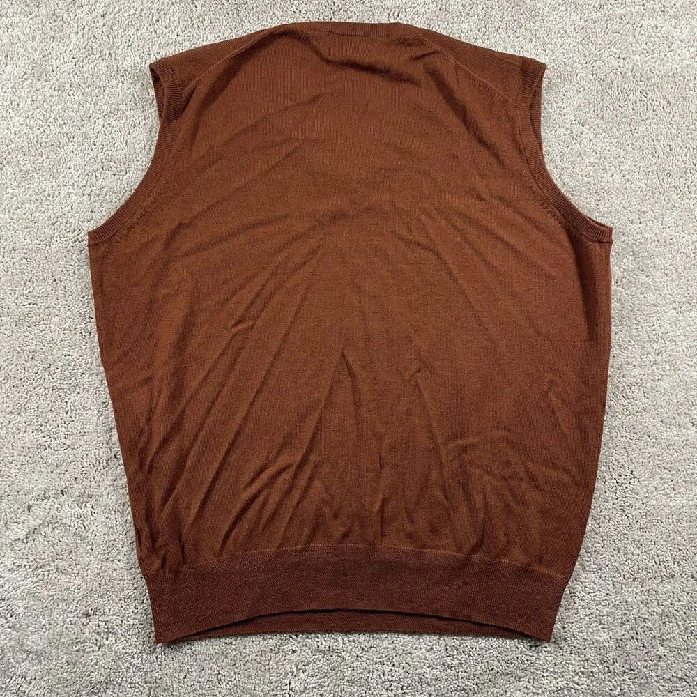 Vintage Alan Paine Men’s V-Neck Sweater Vest Brown Merino Wool UK 44 EUR 52 US L